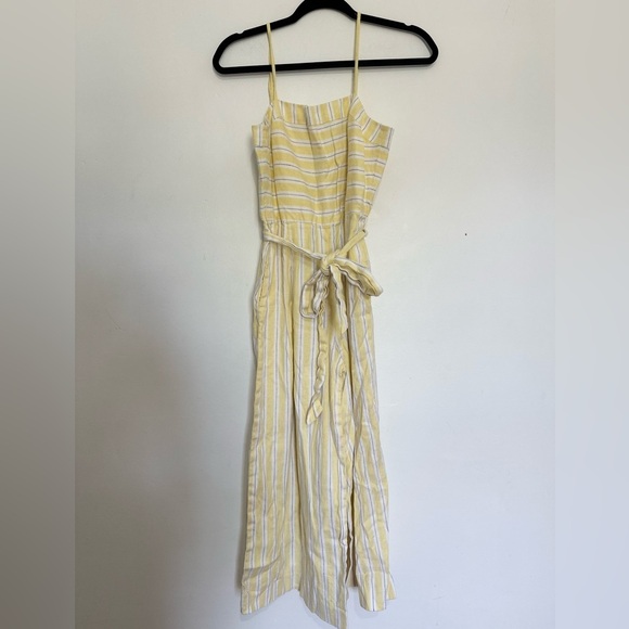 BANANA REPUBLIC YELLOW WHITE STRIPED JUMPSUIT SIZE 2 Jumpsuit linen - Picture 1 of 5